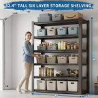 VIYET 82H 6-Tier Heavy-Duty Metal Storage Shelves - 2400LBS Total, 48W18D Adjustable, for Garage/Kitchen/Gym/Warehouse