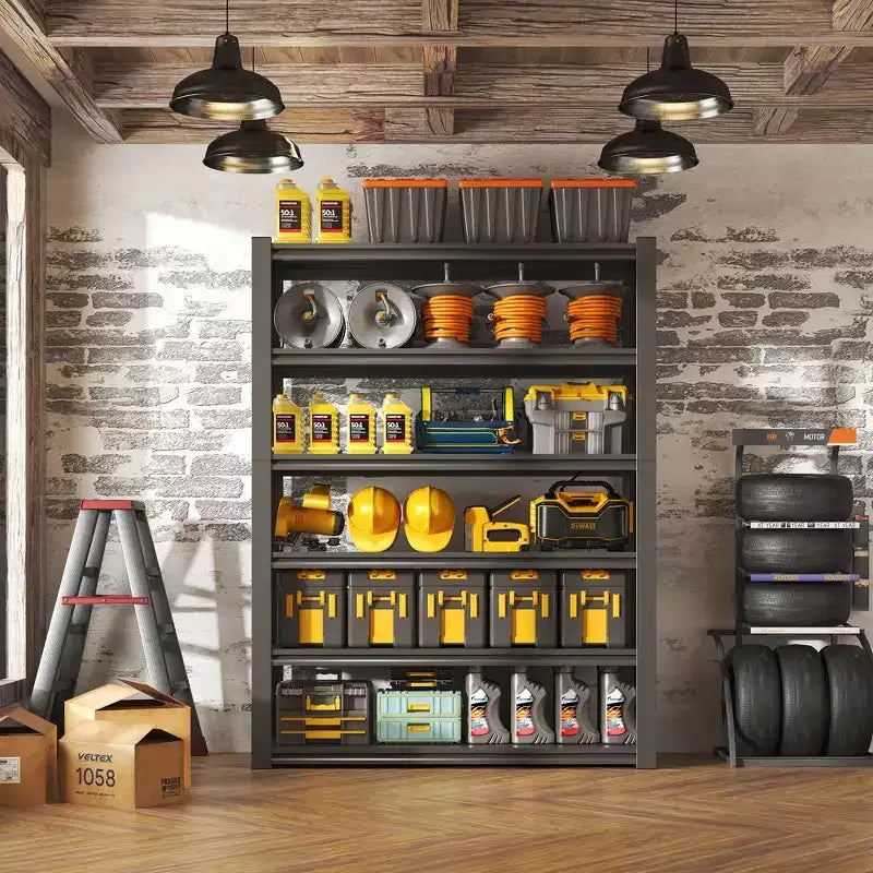 VIYET 82H 6-Tier Heavy-Duty Metal Storage Shelves - 2400LBS Total, 48W18D Adjustable, for Garage/Kitchen/Gym/Warehouse