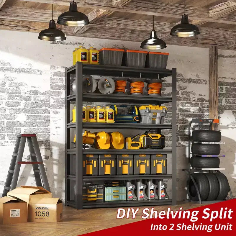 VIYET 82H 6-Tier Heavy-Duty Metal Storage Shelves - 2400LBS Total, 48W18D Adjustable, for Garage/Kitchen/Gym/Warehouse