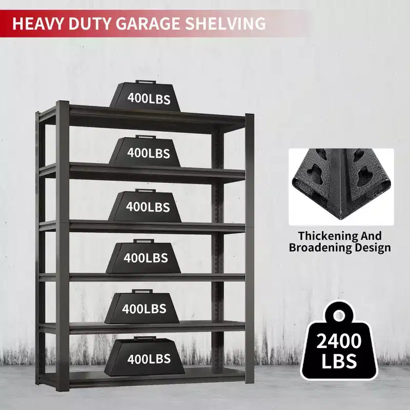 VIYET 82H 6-Tier Heavy-Duty Metal Storage Shelves - 2400LBS Total, 48W18D Adjustable, for Garage/Kitchen/Gym/Warehouse