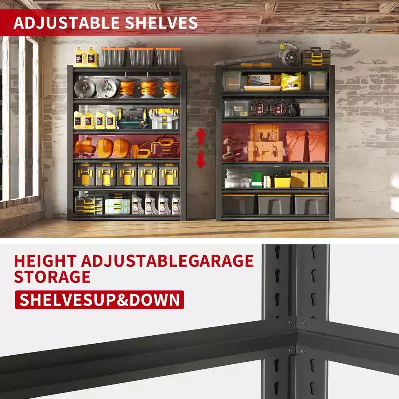 VIYET 82H 6-Tier Heavy-Duty Metal Storage Shelves - 2400LBS Total, 48W18D Adjustable, for Garage/Kitchen/Gym/Warehouse