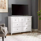 Commode noire, commode moderne pour chambre à coucher, table de chevet à 7 tiroirs, armoire en bois grande capacité pour chambre à coucher, salon, placards, couloir
