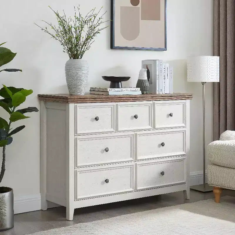 Commode noire, commode moderne pour chambre à coucher, table de chevet à 7 tiroirs, armoire en bois grande capacité pour chambre à coucher, salon, placards, couloir
