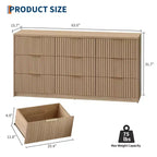 63 Wide 9-Drawer Low-Boy Dresser, Waterproof Wood-Grain Top, Smooth Metal Rails, 75 lb TV Stand, Stable Base, Easy-Clean Handles for Home & Bedroom