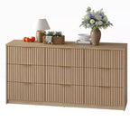 63 Wide 9-Drawer Low-Boy Dresser, Waterproof Wood-Grain Top, Smooth Metal Rails, 75 lb TV Stand, Stable Base, Easy-Clean Handles for Home & Bedroom