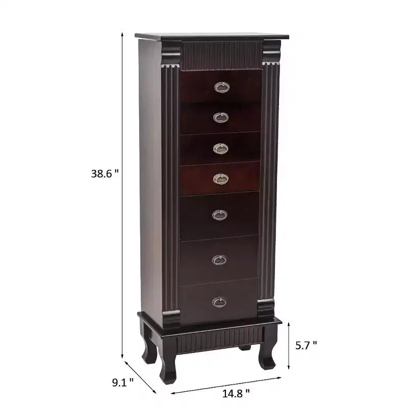 Armoire à bijoux autoportante de 37,6 cm de large
