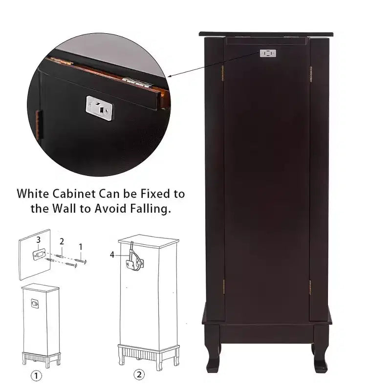 Armoire à bijoux autoportante de 37,6 cm de large