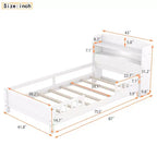 Okak Twin Modern Bed Frame with Wooden Storage Headboard & Built-in LED/USB,Bookcase Platform Bed for Bedroom,Kids Room