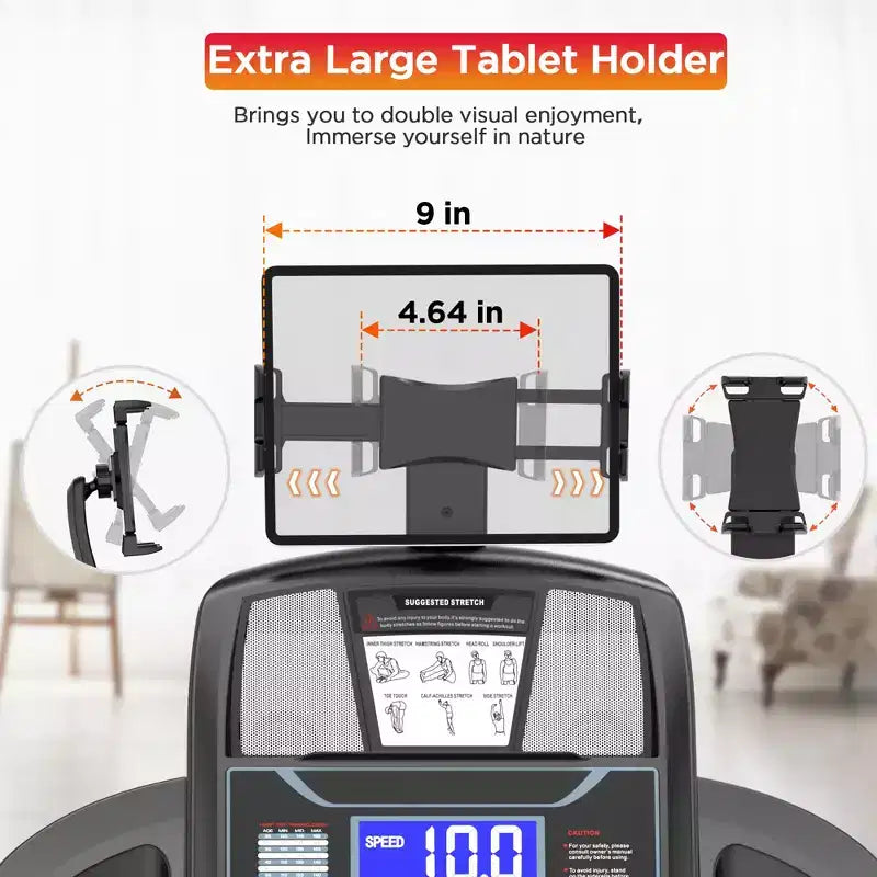 4.5HP FoldableTreadmill With Remote APP, 300lbs, Running Machine for Home Office
