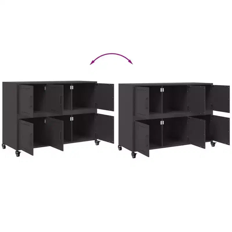 vidaXL Sideboard Black Cold-rolled Steel Large Sideboard Rectangular
