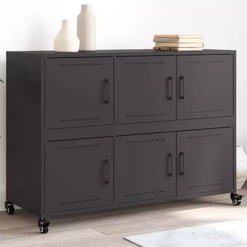 vidaXL Sideboard Black Cold-rolled Steel Large Sideboard Rectangular