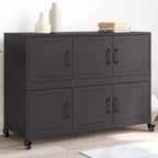vidaXL Sideboard Black Cold-rolled Steel Large Sideboard Rectangular