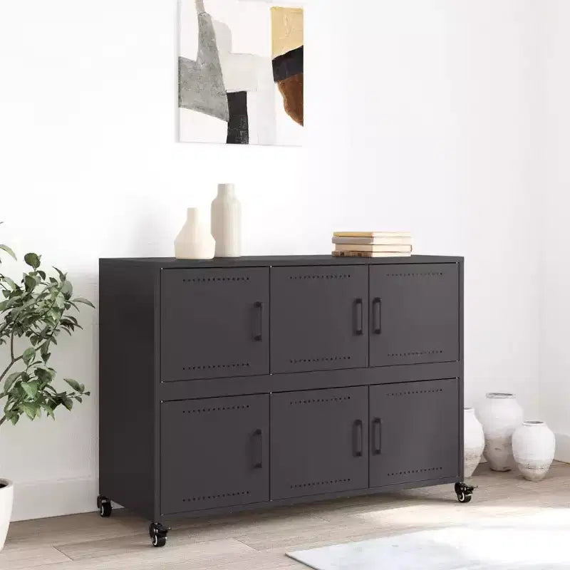vidaXL Sideboard Black Cold-rolled Steel Large Sideboard Rectangular