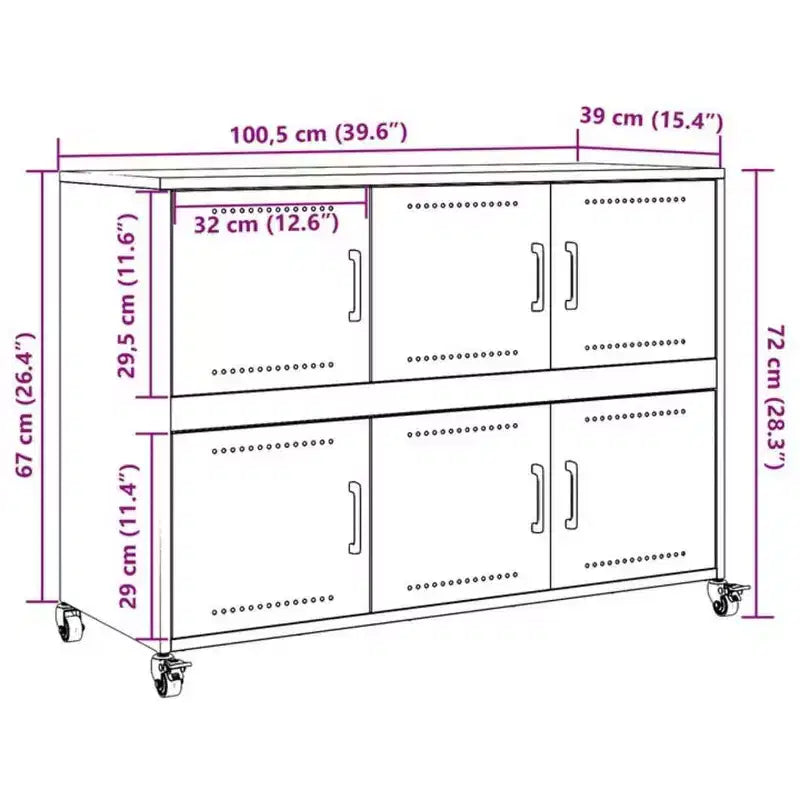 vidaXL Sideboard Black Cold-rolled Steel Large Sideboard Rectangular