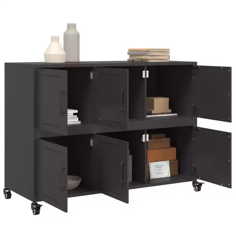 vidaXL Sideboard Black Cold-rolled Steel Large Sideboard Rectangular