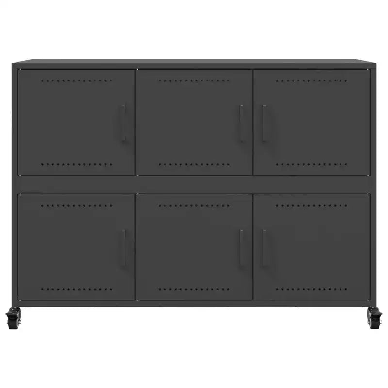 vidaXL Sideboard Black Cold-rolled Steel Large Sideboard Rectangular