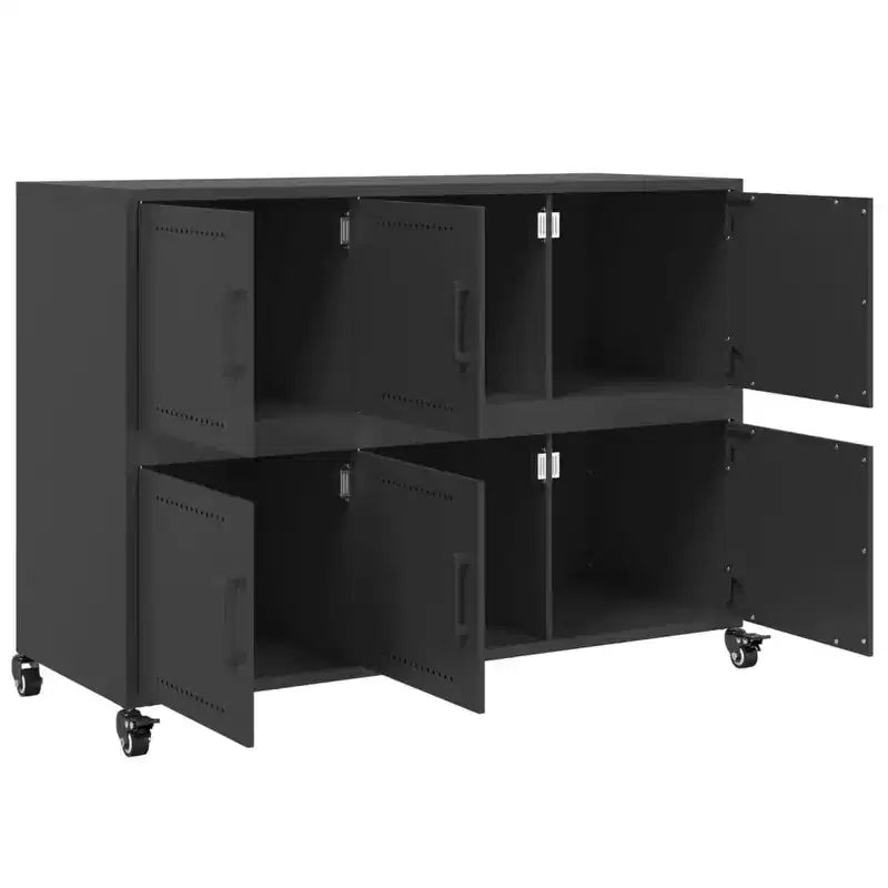 vidaXL Sideboard Black Cold-rolled Steel Large Sideboard Rectangular