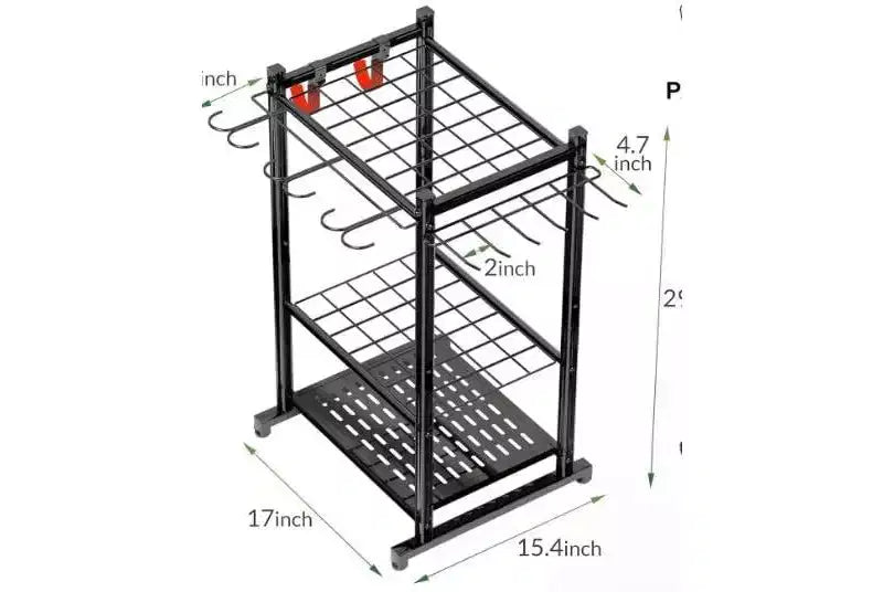 28 in Garden Tool Organizer, 2 Tier Yard Tool Storage Rack,Steel Yard Tool Racks To Store Long Handled Tools,Garage Tool Stand,Tool Holder