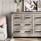 Commode de ferme Acekool à 8 tiroirs, organisateur de commode en bois rustique pour chambre, placard, salon, couloir