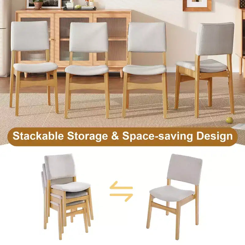 7/5 Piece Dining Table Set Dining Set for 6/4, Classic Kitchen Furniture Set with Upholstered Stackable Dining Chairs - ModernLuxe