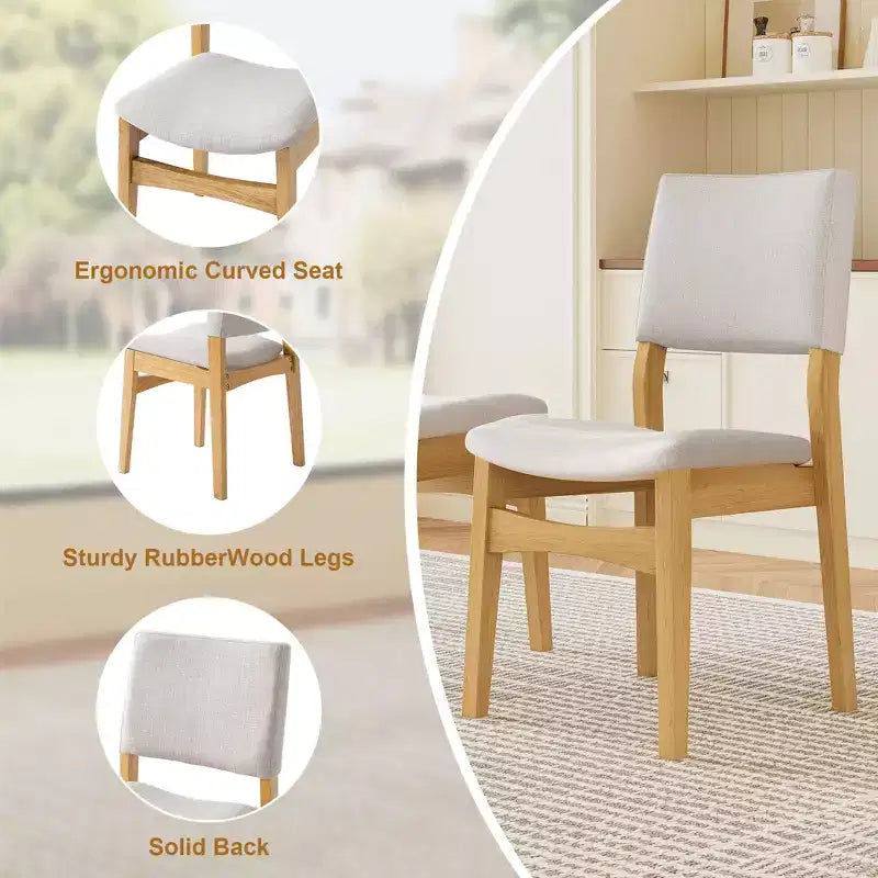 7/5 Piece Dining Table Set Dining Set for 6/4, Classic Kitchen Furniture Set with Upholstered Stackable Dining Chairs - ModernLuxe