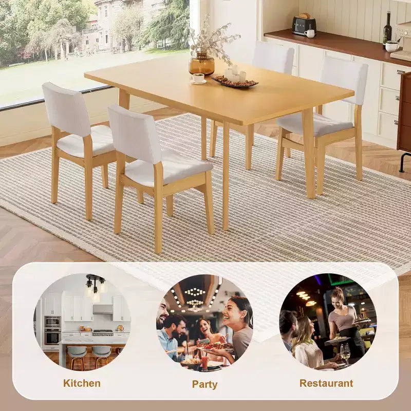 7/5 Piece Dining Table Set Dining Set for 6/4, Classic Kitchen Furniture Set with Upholstered Stackable Dining Chairs - ModernLuxe
