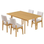 7/5 Piece Dining Table Set Dining Set for 6/4, Classic Kitchen Furniture Set with Upholstered Stackable Dining Chairs - ModernLuxe