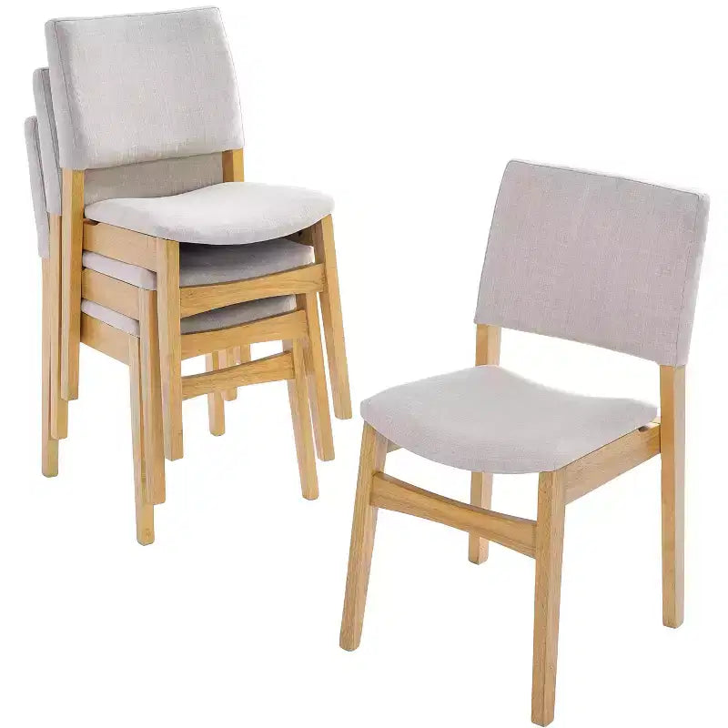 7/5 Piece Dining Table Set Dining Set for 6/4, Classic Kitchen Furniture Set with Upholstered Stackable Dining Chairs - ModernLuxe