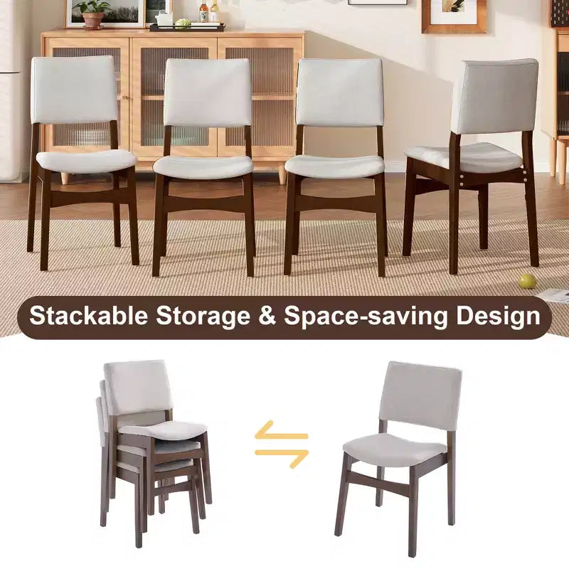 7/5 Piece Dining Table Set Dining Set for 6/4, Classic Kitchen Furniture Set with Upholstered Stackable Dining Chairs - ModernLuxe
