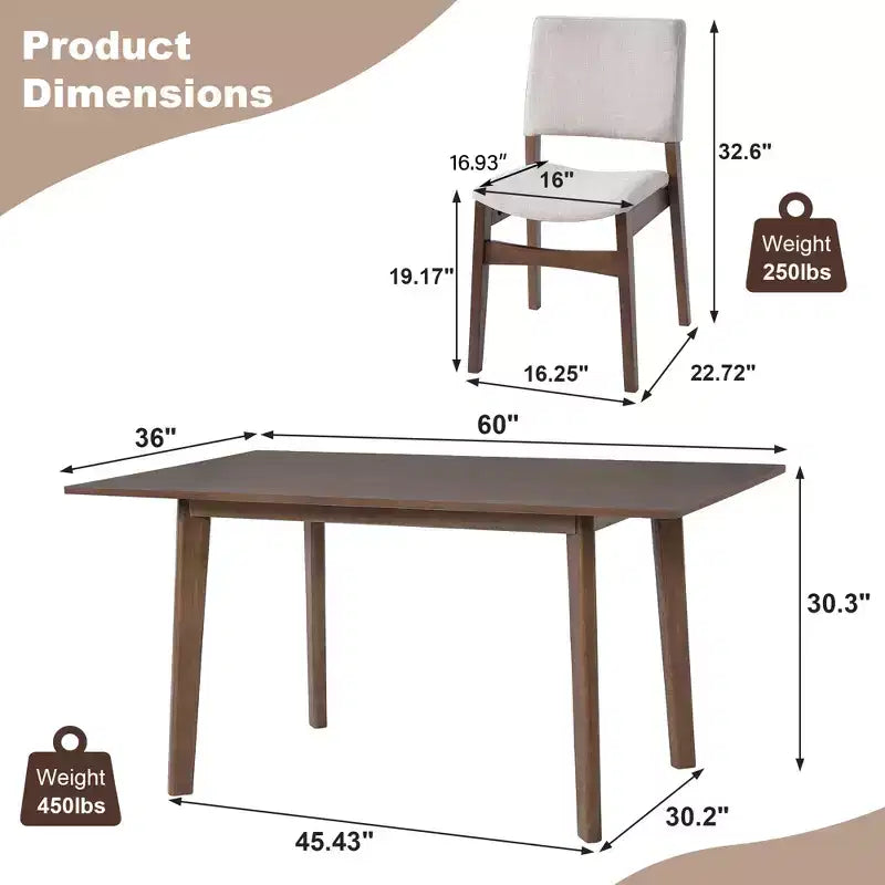 7/5 Piece Dining Table Set Dining Set for 6/4, Classic Kitchen Furniture Set with Upholstered Stackable Dining Chairs - ModernLuxe