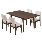 7/5 Piece Dining Table Set Dining Set for 6/4, Classic Kitchen Furniture Set with Upholstered Stackable Dining Chairs - ModernLuxe