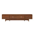 JVNOXK 78inch Entertainment Center Modern TV Stand with Built-in Glass Doors2 Drawers, Accommodates up to 80-inch TV, Solid Wood Legs -Walnut