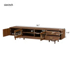JVNOXK 78inch Entertainment Center Modern TV Stand with Built-in Glass Doors2 Drawers, Accommodates up to 80-inch TV, Solid Wood Legs -Walnut