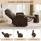 GustoWave Power Lift Recliner Chair for Elderly, Oversized Electric Recliner with Massage, Heat, Lay Flat, Stand Assist, 2 Cup Holders