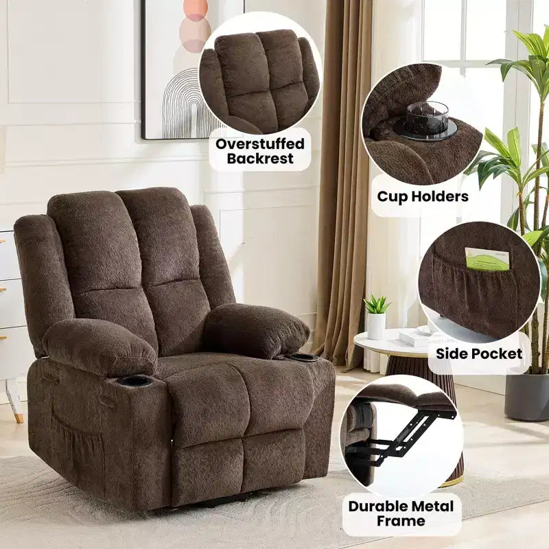 GustoWave Power Lift Recliner Chair for Elderly, Oversized Electric Recliner with Massage, Heat, Lay Flat, Stand Assist, 2 Cup Holders