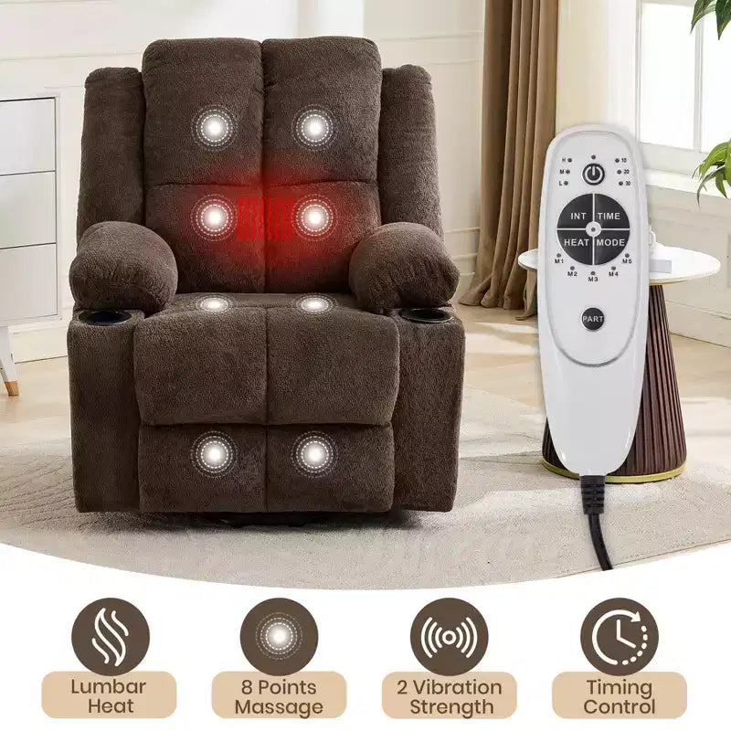 GustoWave Power Lift Recliner Chair for Elderly, Oversized Electric Recliner with Massage, Heat, Lay Flat, Stand Assist, 2 Cup Holders