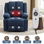 GustoWave Power Lift Recliner Chair for Elderly, Oversized Electric Recliner with Massage, Heat, Lay Flat, Stand Assist, 2 Cup Holders