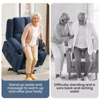 GustoWave Power Lift Recliner Chair for Elderly, Oversized Electric Recliner with Massage, Heat, Lay Flat, Stand Assist, 2 Cup Holders