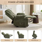 GustoWave Power Lift Recliner Chair for Elderly, Oversized Electric Recliner with Massage, Heat, Lay Flat, Stand Assist, 2 Cup Holders