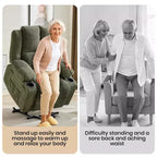 GustoWave Power Lift Recliner Chair for Elderly, Oversized Electric Recliner with Massage, Heat, Lay Flat, Stand Assist, 2 Cup Holders