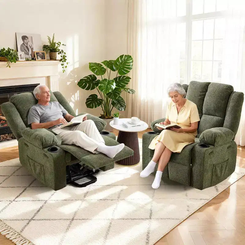 GustoWave Power Lift Recliner Chair for Elderly, Oversized Electric Recliner with Massage, Heat, Lay Flat, Stand Assist, 2 Cup Holders