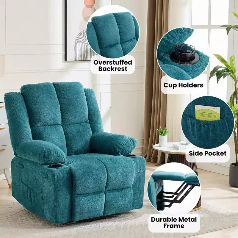 GustoWave Power Lift Recliner Chair for Elderly, Oversized Electric Recliner with Massage, Heat, Lay Flat, Stand Assist, 2 Cup Holders