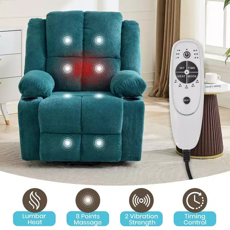 GustoWave Power Lift Recliner Chair for Elderly, Oversized Electric Recliner with Massage, Heat, Lay Flat, Stand Assist, 2 Cup Holders