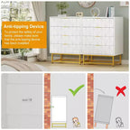 4 Drawer Wooden Bedroom Chest Cabinet, Chest of Drawers with Metal Legs & Gold Handle, for Bedroom, Living Room, Hallway, Entryway