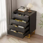4 Drawer Wooden Bedroom Chest Cabinet, Chest of Drawers with Metal Legs & Gold Handle, for Bedroom, Living Room, Hallway, Entryway