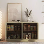 Okak Modern Fluted Storage Buffet Cabinet with 4 Doors & Adjustable Shelves,Decorative Sideboard Accent Cabinet for Dining Room,Kitchen