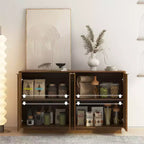 Okak Modern Fluted Storage Buffet Cabinet with 4 Doors & Adjustable Shelves,Decorative Sideboard Accent Cabinet for Dining Room,Kitchen