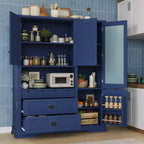 63.3 Freestanding Large Kitchen Pantry Cabinet, Microwave Cabinet with Drawers, Adjustable Shelves for Kitchen or Dining Room-Panipeachy