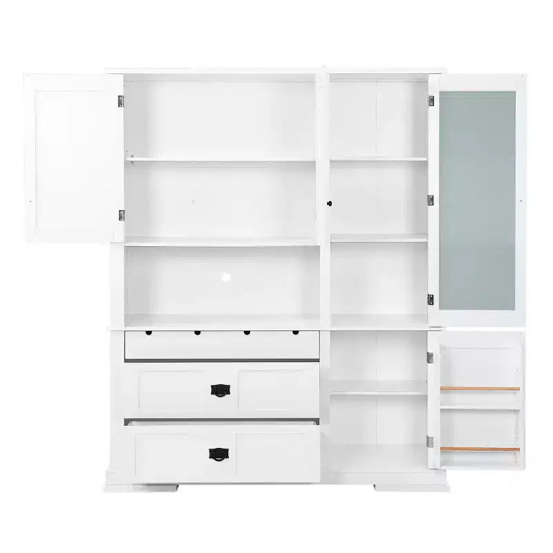 63.3 Freestanding Large Kitchen Pantry Cabinet, Microwave Cabinet with Drawers, Adjustable Shelves for Kitchen or Dining Room-Panipeachy