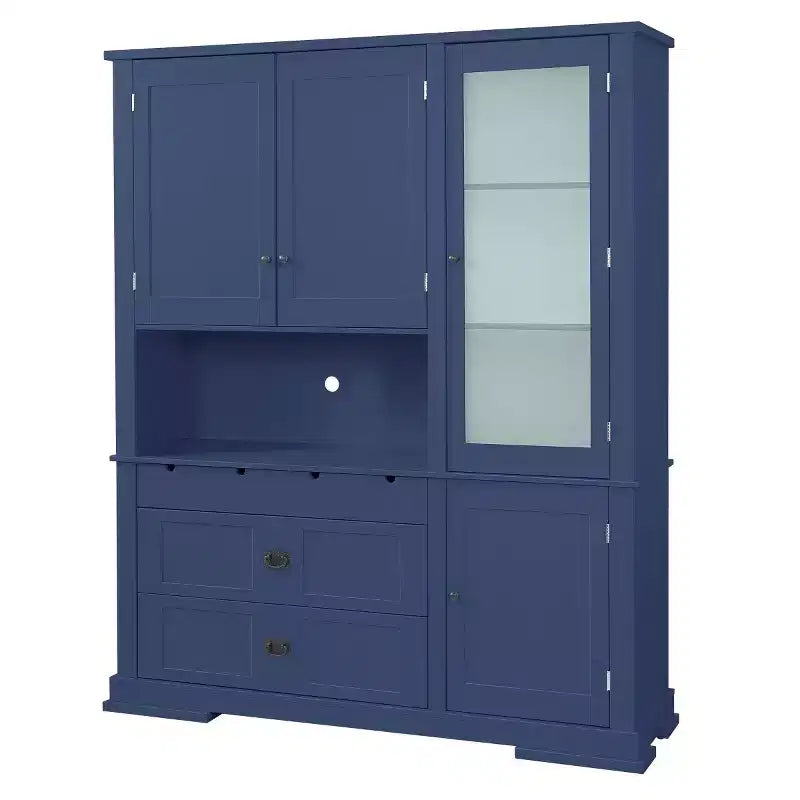 63.3 Freestanding Large Kitchen Pantry Cabinet, Microwave Cabinet with Drawers, Adjustable Shelves for Kitchen or Dining Room-Panipeachy